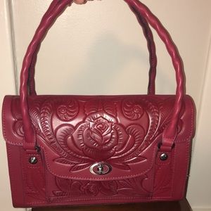 Patricia Nash Red Tooled Leather Handbag